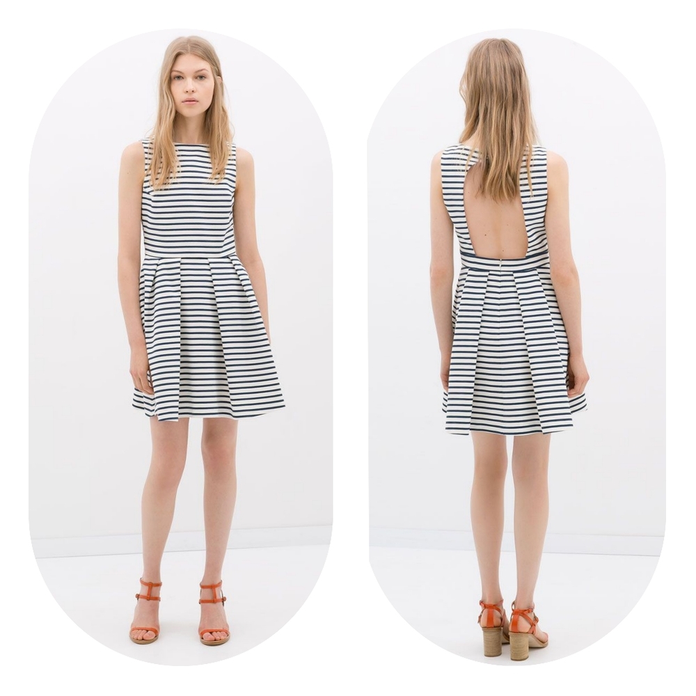 Zara Basic | Open Back Fit & Flare Dress Sz XS